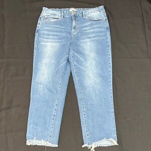 Nicole Miller Medium Blue Cropped Jeans with Raw Hem